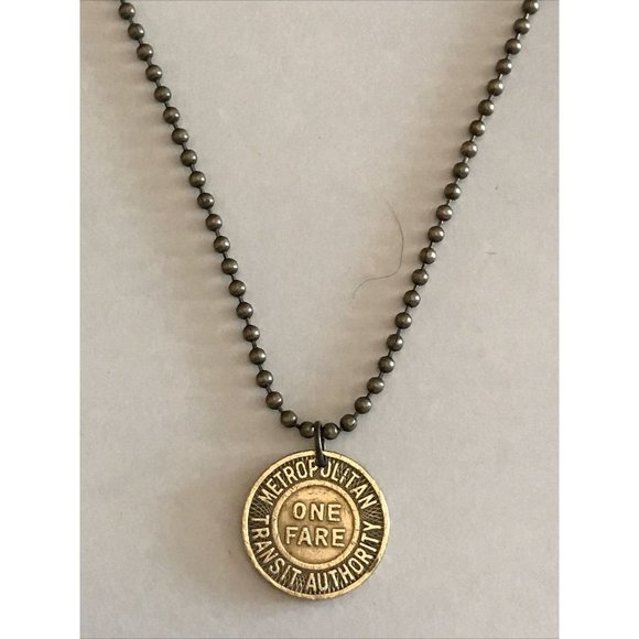 1951 ONE FARE - Metropolitan Transit Authority, Boston MA Token Pendant. - Picture 2 of 4